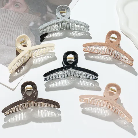 Pinza per Capelli Grande Trapuntata in Stile Francese per Donna Elegante Clip a Squalo in Acrilico Antiscivolo Accessori per Capelli