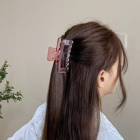 Pinzas para el Cabello Minimalistas Cuadradas de Acrílico Transparente para Mujer Pinzas Geométricas Color Gelatina Antideslizantes Grandes