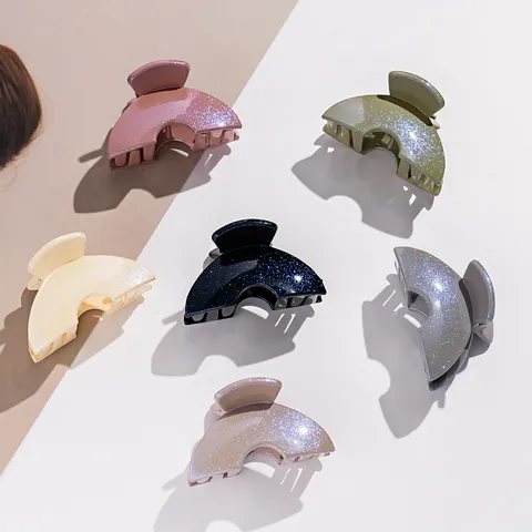 Pince à Cheveux Crabe à Paillettes Style Coréen Forme d'Éventail en Acrylique Pour Femmes Filles Accessoires de Coiffure
