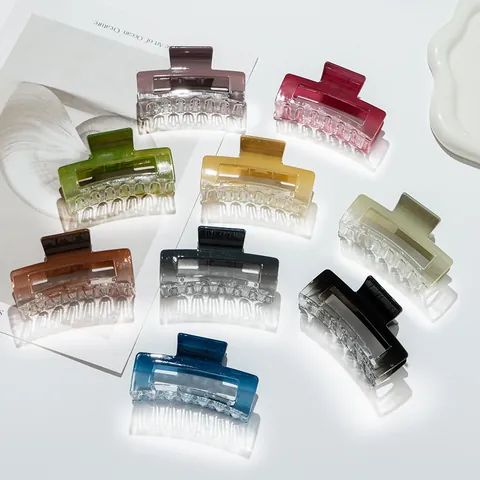 Minimalistische Rechthoekige Acryl Haarklem Gradiënt Doorschijnend Geometrische Haaraccessoires Voor Vrouwen Mode