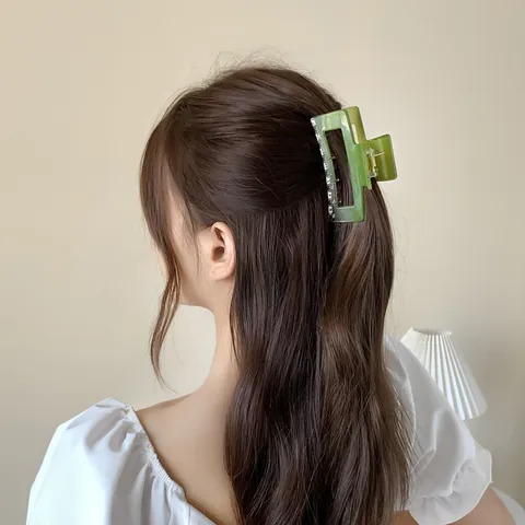 Minimalistische Rechthoekige Acryl Haarklem Gradiënt Doorschijnend Geometrische Haaraccessoires Voor Vrouwen Mode