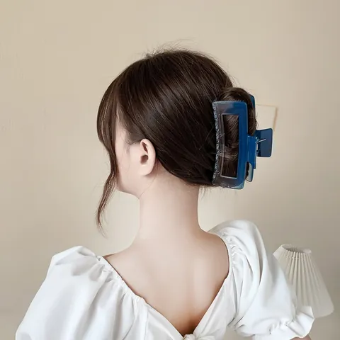 Pinza per Capelli in Acrilico Grande a Sfumatura Stile Coreano Rettangolare Cavo Shark Clip per Capelli Spessi Accessori Donna