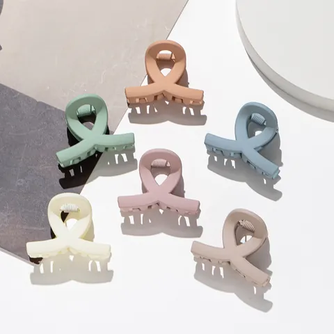 Pinzas para el Pelo Mate Color Morandi Para Mujeres Niñas Pequeña Pinza de Tiburón de Acrílico Diseño Minimalista Cruz Accesorio Pelo