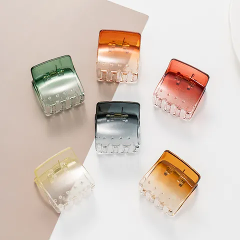 Minimalist Square Hair Claw Clip Gradient Transparent Acrylic Plastic Shark Hairpin Headwear For Women Styling Accessory