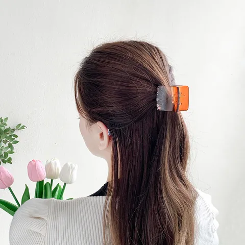 Minimalist Square Hair Claw Clip Gradient Transparent Acrylic Plastic Shark Hairpin Headwear For Women Styling Accessory