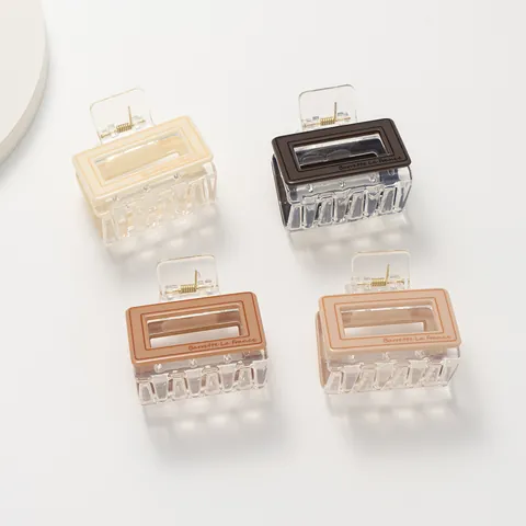 French Minimalist Acrylic Rectangle Hair Claw Clip Hollow Out Small Shark Clip Barrette La France Hair Accessories Women Girls