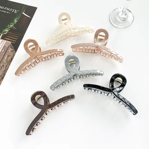 Grande Pinza per Capelli con Motivo Trapuntato in Acrilico Antiscivolo Fermaglio a Squalo per Donna Capelli Folti Accessori