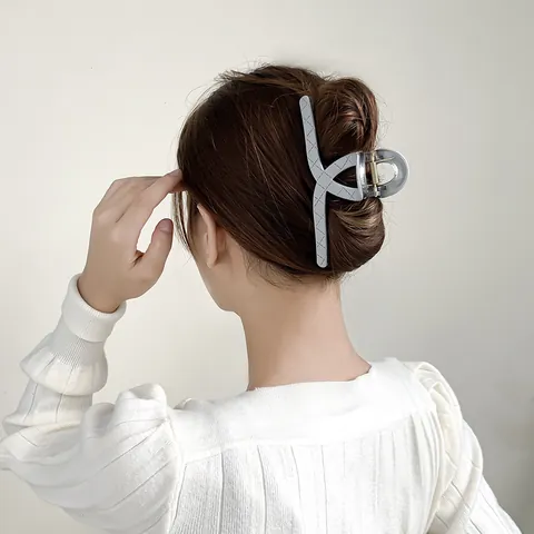 Grande Pinza per Capelli con Motivo Trapuntato in Acrilico Antiscivolo Fermaglio a Squalo per Donna Capelli Folti Accessori