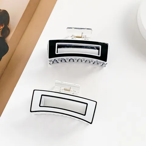 Pinza per Capelli Rettangolare in Acrilico Minimalista Pinza Geometrica Vuota Accessorio per Capelli alla Moda per Donna