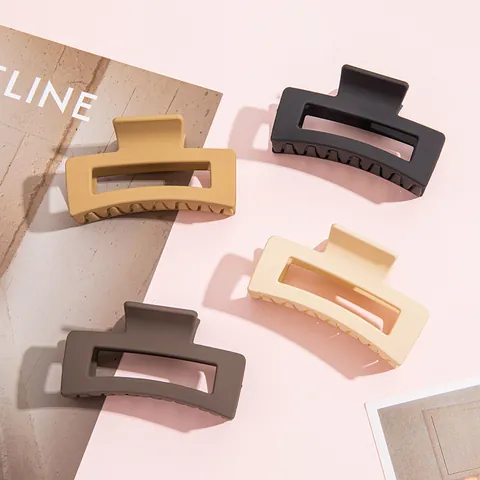 Grote Matte Rechthoekige Haarklem Antislip Sterke Grip Holle Geometrische Haarklem Eenvoudige Styling Haaraccessoires Voor Vrouwen Dik Haar