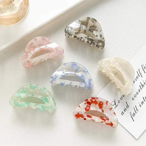 Schattige Acetaat Marmeren Textuur Haarklem Voor Vrouwen Kinderen Halve Cirkel Haarknip Dagelijkse Mode Haaraccessoires Styling Tools