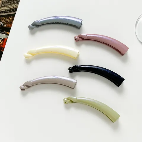 Pinza de Pelo de Plátano Perla Artificialda Simple Elegante Torsión Vertical Clip de Cola de Caballo para Pelo Fino Mujer Joyería Pelo