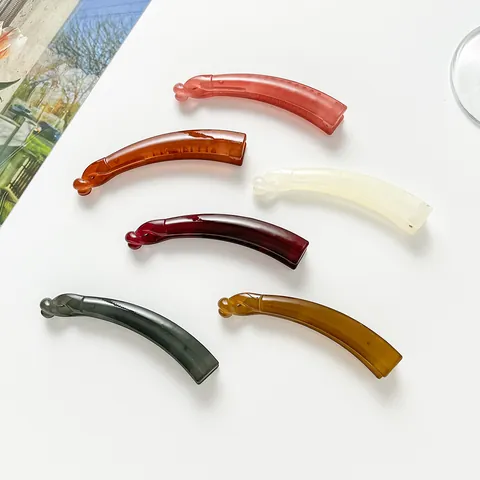 Pinza para el Pelo Banana Color Gelatina para Mujer Minimalista Sin Marcas Plástico Resina Torsión Vertical Accesorio Peinado