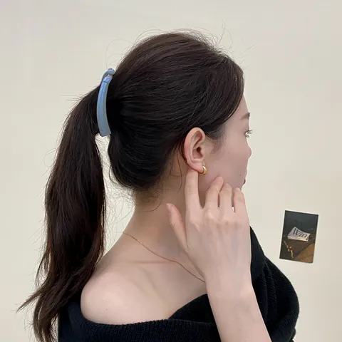 Pinza de Pelo de Plátano Perla Artificialda Simple Elegante Torsión Vertical Clip de Cola de Caballo para Pelo Fino Mujer Joyería Pelo