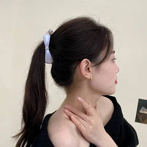 Grande Pince Banane Nœud pour Femme Élégante Pince à Cheveux en Résine Nacrée Fixation Queue de Cheval Accessoires de Coiffure