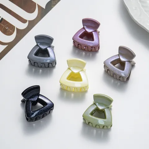 Mini Pinza per Capelli Triangolare in Resina Plastica Glitterata Geometrica Forcina Accessori per Capelli per Donna Ragazza