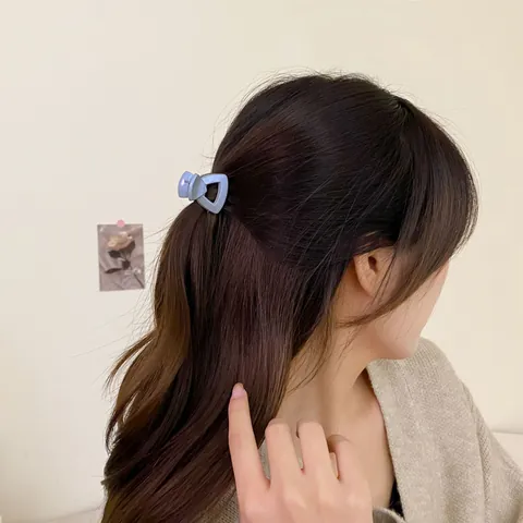 Mini Pinza per Capelli Triangolare in Resina Plastica Glitterata Geometrica Forcina Accessori per Capelli per Donna Ragazza