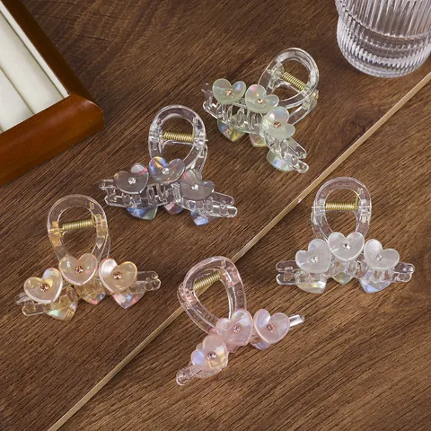 Transparente Herz Acryl Haarklammer Strass Irisierende Haarklemme Süßes Haarstyling Zubehör Für Frauen Mädchen Täglicher Gebrauch