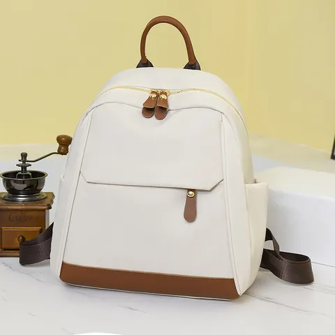 Casual Women Oxford Cloth Backpack Fashion Patchwork Lightweight Travel Bag Minimalist Commuter Waterproof Shoulder Bag