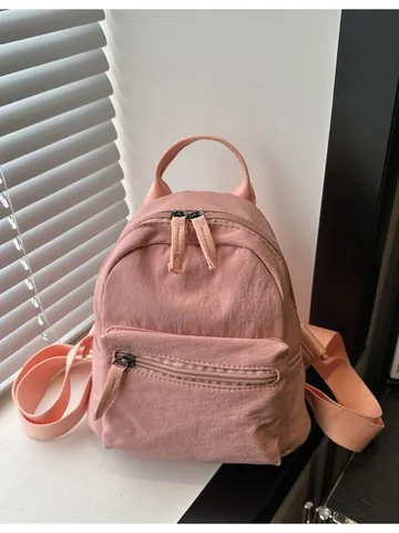 Korean Style Solid Color Mini Backpack For Women Travel Casual Lightweight Oxford Cloth Small Rucksack With Front Pocket