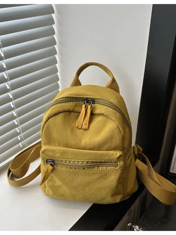 Korean Style Solid Color Mini Backpack For Women Travel Casual Lightweight Oxford Cloth Small Rucksack With Front Pocket