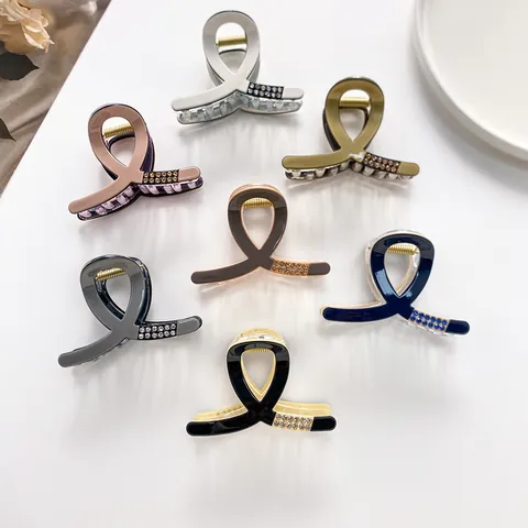 Elegant Acrylic Rhinestone Hair Claw Clip For Women Girls Small Cross Design Non-Slip Hair Clamp For Bun Styling Accessories