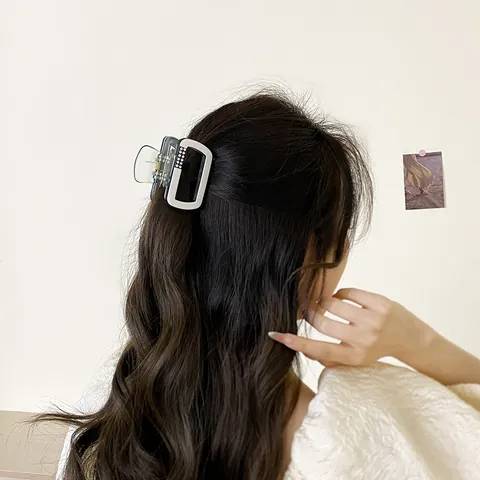 Fermaglio a Pinza per Capelli in Acrilico con Strass Quadrati Accessorio per Capelli Geometrico Cavo per Donna Regalo
