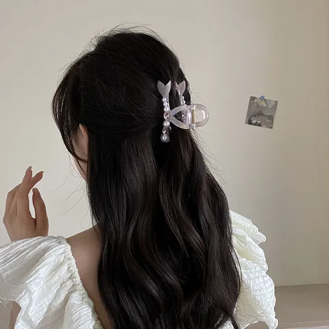Pinza Per Capelli Iridescente A Coda Di Pesce Con Künstliche Perle E Strass Elegante Fermaglio In Acrilico Accessori Per Capelli Donna