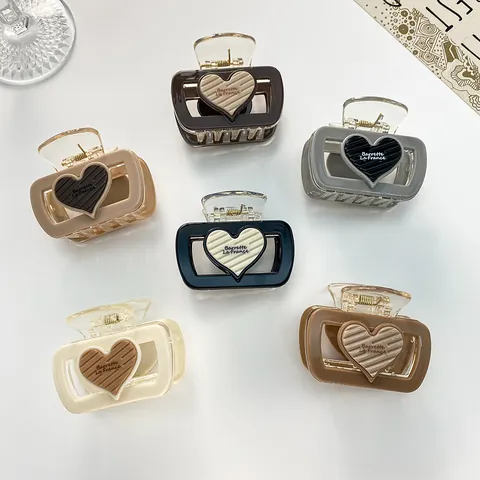 Mode Herz Quadratische Haarklammer Für Damen Mädchen Buchstaben Design Acryl Minimalistische Haarnadel Kopfschmuck Zubehör