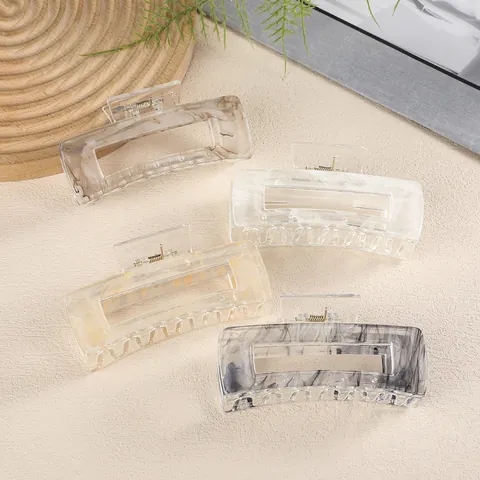 Elegante Pinza per Capelli con Texture Marmo Inchiostro in Acrilico Rettangolare Grande Fermaglio per Capelli da Donna Accessori