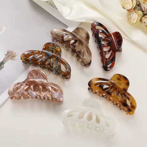 Mode Große Acetat Haarkralle Schildpatt Marmormuster Elegante Haarschmuck Für Damen Tägliches Styling Haarnadeln