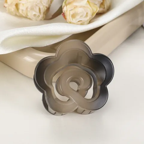 Elegante Pinza per Capelli Design Fiore Nuvola Lucida Cava Acrilico Trasparente Ambra Grigio Accessorio per lo Styling Donna