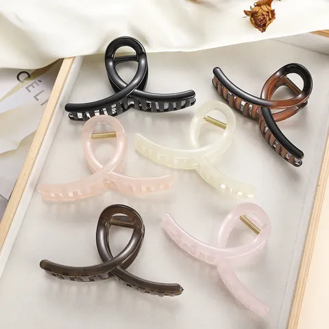 Große Haifisch Haarkralle Mode Geometrische Kreuz Haarklammer Für Damen Dickes Haar Einfache PC Harz Haarschmuck
