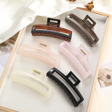 Grote Rechthoekige Holle Haarklem Voor Vrouwen Dik Haar PC Antislip Geometrische Haarklem Pendelen Styling Accessoires
