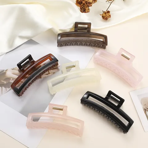 Grote Rechthoekige Holle Haarklem Voor Vrouwen Dik Haar PC Antislip Geometrische Haarklem Pendelen Styling Accessoires