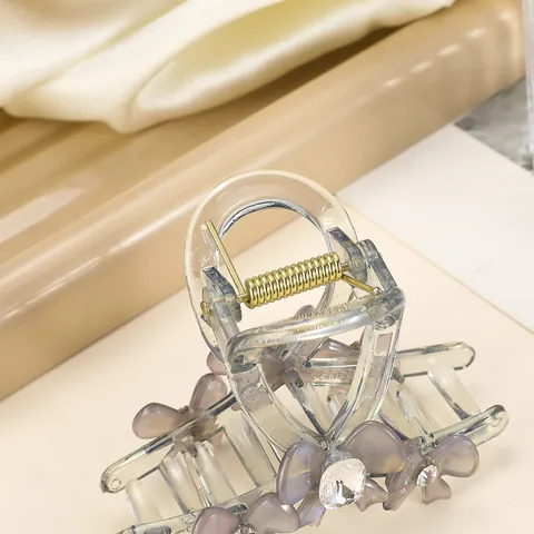 Elegant Acrylic Bow Rhinestone Hair Claw Clip Large Transparent Shark Clip For Thick Hair Fashion Hair Accessories For Women
