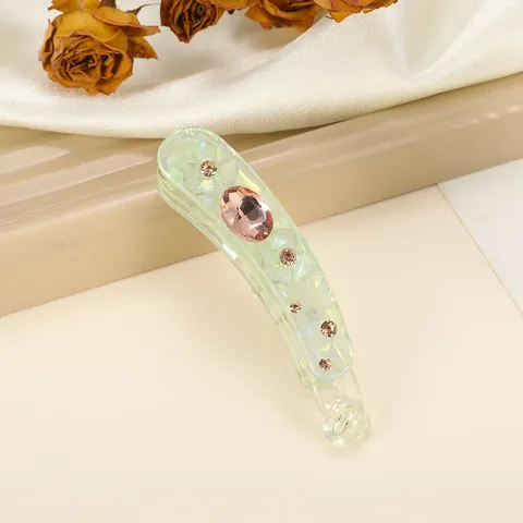 Clip per Capelli a Banana in Acrilico Iridescente Con Fiore di Strass Elegante Fiocco Forcina Verticale Per Donna Accessori