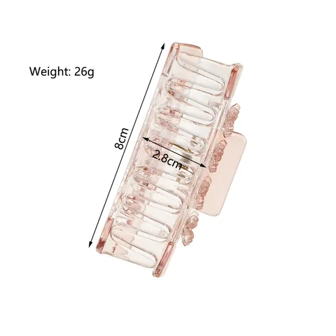 Elegant Transparent Acrylic Flower Hair Claw Clip Square Hairpin With Rhinestone For Women Daily Hair Accessories