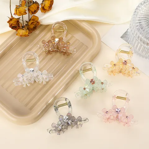 Elegant Acrylic Bow Rhinestone Hair Claw Clip Large Transparent Shark Clip For Thick Hair Fashion Hair Accessories For Women