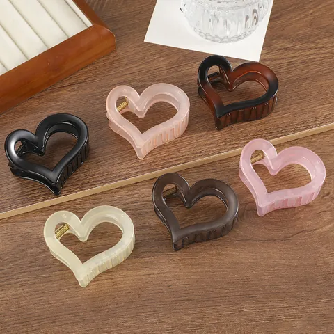 Elegante Pinza de Pelo de Resina con Forma de Corazón Pinzas Huecas Para Mujeres Niñas Accesorio de Peinado Minimalista