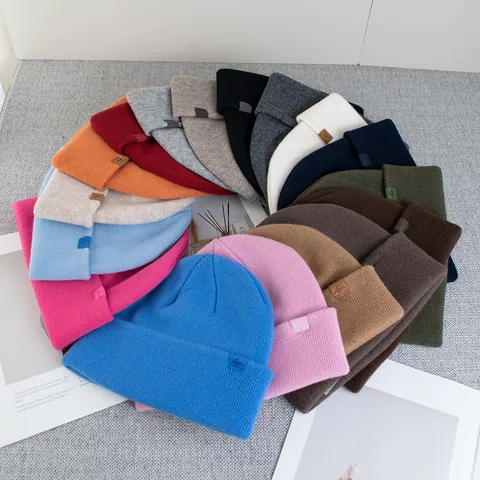 100% Wool Knit Beanie For Women Men Winter Warm Ribbed Cuffed Skull Cap Casual Solid Color Outdoor Cold Weather Headwear