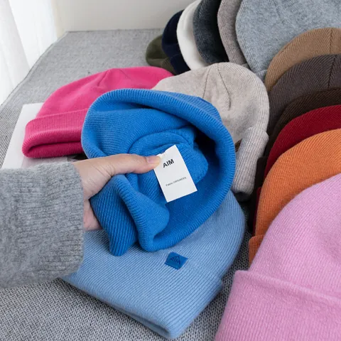 100% Wool Knit Beanie For Women Men Winter Warm Ribbed Cuffed Skull Cap Casual Solid Color Outdoor Cold Weather Headwear