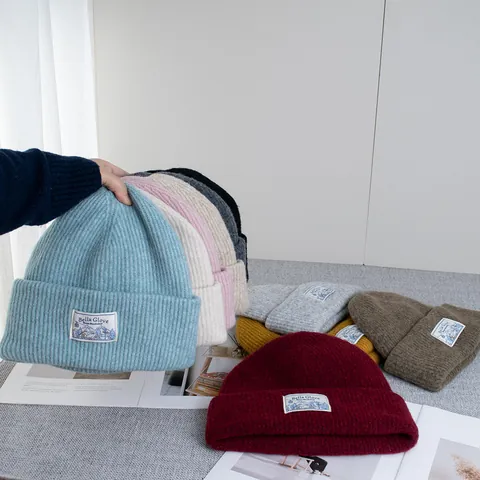 Berretto Invernale Da Donna In Misto Lana Maglia A Costine Caldo Bella Glove Toppa Skull Cap Per Esterni
