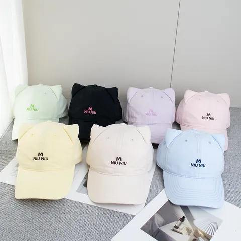 Cute 3D Cat Ear Baseball Cap Cotton Adjustable Sun Protection Hat For Outdoor Travel Cute Sweet Style Women Girls Headwear Gift