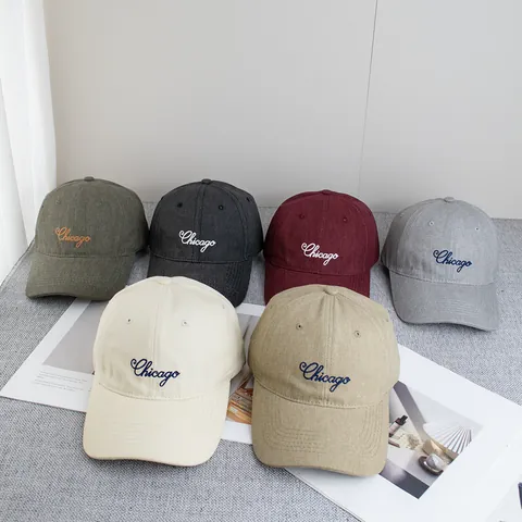 Damen Herren Casual Baumwolle Baseballkappe Mit Chicago Buchstaben Stickerei Verstellbar Sonnenschutz Gebogene Krempe Sport Hut