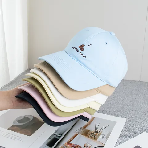 Cotton Baseball Cap With Coffee Bean Embroidery Adjustable Sun Protection Casual Fashion Dad Hat For Men Women Outdoor