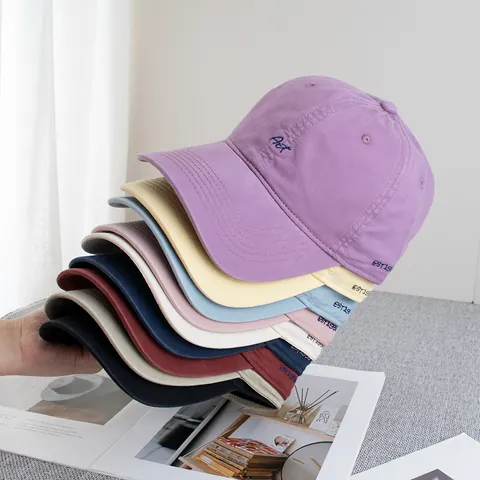 Gorra de Béisbol Casual de Algodón con Bordado de Letras para Mujer Hombre Minimalista Suave Ajustable Protección Solar