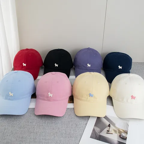 Cute Puppy Dog Embroidery Cotton Baseball Cap For Men Women Adjustable Sun Protection Outdoor Sport Snapback Hat Casual Daily Wear