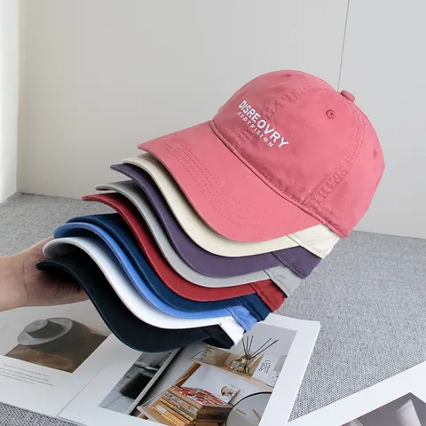 Washed Cotton Letter Embroidery Baseball Cap Adjustable Soft Top Sun Hat Casual Outdoor Sport Snapback Cap For Men Women