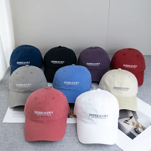 Washed Cotton Letter Embroidery Baseball Cap Adjustable Soft Top Sun Hat Casual Outdoor Sport Snapback Cap For Men Women
